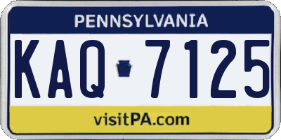 PA license plate KAQ7125