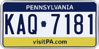 PA license plate KAQ7181