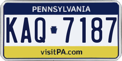 PA license plate KAQ7187