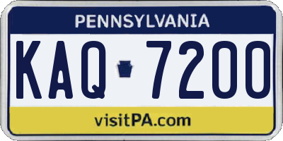 PA license plate KAQ7200
