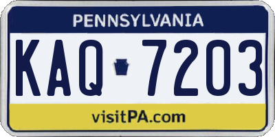 PA license plate KAQ7203