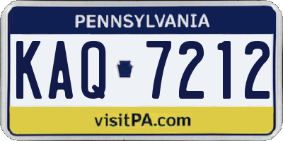 PA license plate KAQ7212