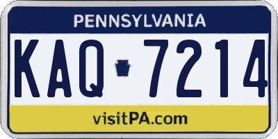 PA license plate KAQ7214
