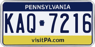PA license plate KAQ7216