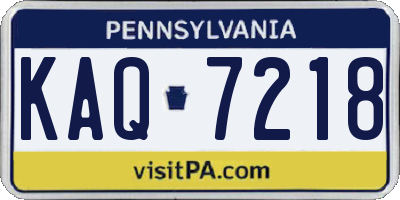 PA license plate KAQ7218