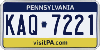 PA license plate KAQ7221