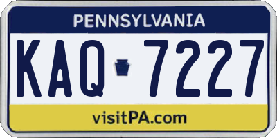 PA license plate KAQ7227