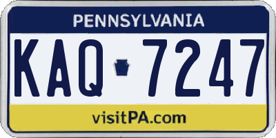 PA license plate KAQ7247