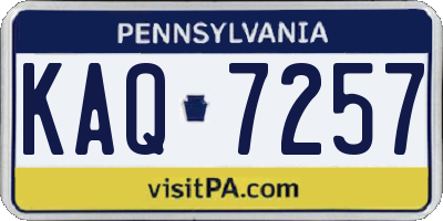 PA license plate KAQ7257
