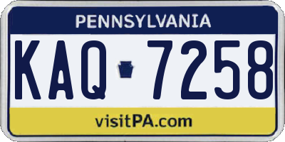 PA license plate KAQ7258