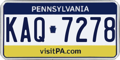 PA license plate KAQ7278