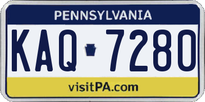 PA license plate KAQ7280