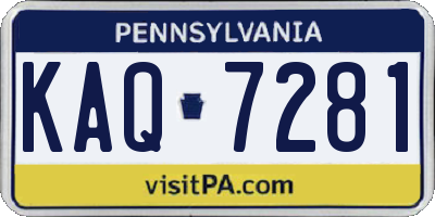 PA license plate KAQ7281