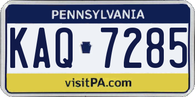 PA license plate KAQ7285