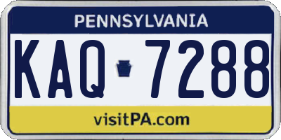 PA license plate KAQ7288