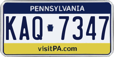 PA license plate KAQ7347