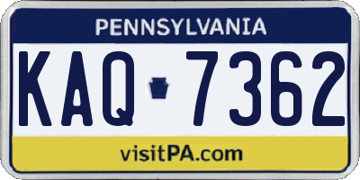 PA license plate KAQ7362