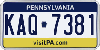 PA license plate KAQ7381