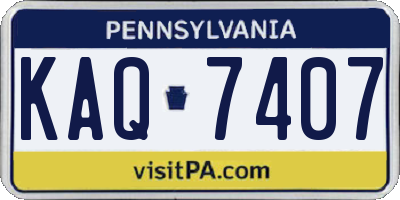 PA license plate KAQ7407