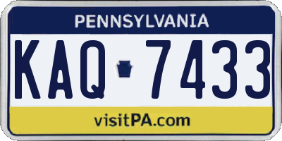 PA license plate KAQ7433