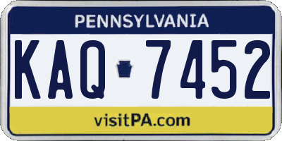 PA license plate KAQ7452