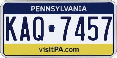PA license plate KAQ7457