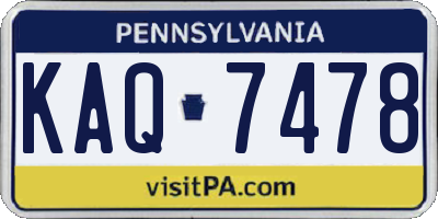 PA license plate KAQ7478