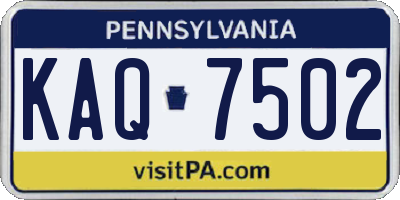 PA license plate KAQ7502