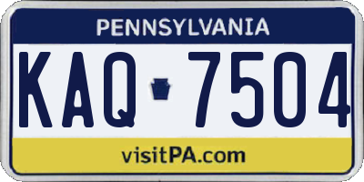 PA license plate KAQ7504