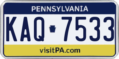 PA license plate KAQ7533