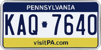 PA license plate KAQ7640
