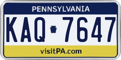 PA license plate KAQ7647