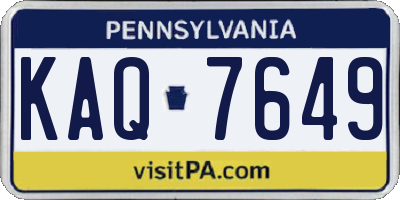 PA license plate KAQ7649