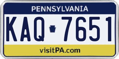 PA license plate KAQ7651