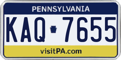 PA license plate KAQ7655