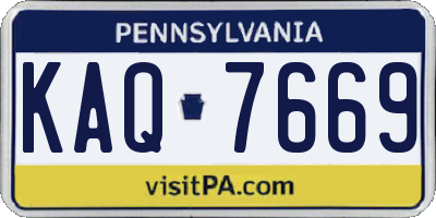 PA license plate KAQ7669