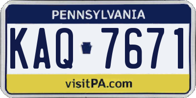 PA license plate KAQ7671
