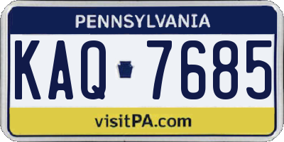 PA license plate KAQ7685