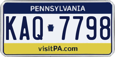 PA license plate KAQ7798
