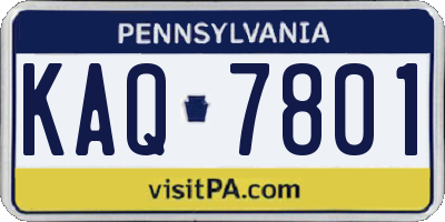 PA license plate KAQ7801