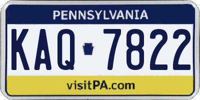 PA license plate KAQ7822