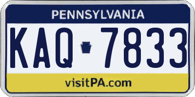 PA license plate KAQ7833