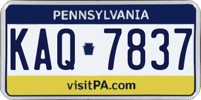 PA license plate KAQ7837