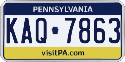 PA license plate KAQ7863