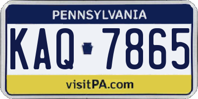 PA license plate KAQ7865