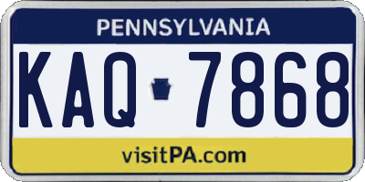PA license plate KAQ7868