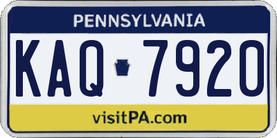 PA license plate KAQ7920