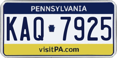 PA license plate KAQ7925