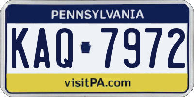 PA license plate KAQ7972