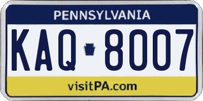 PA license plate KAQ8007